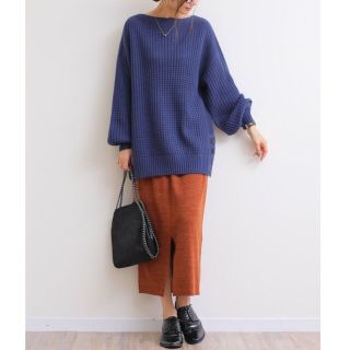 ザラ(ZARA)の綺麗め♪ロングタイトスリットスカート/ニット/キャメルブラウン系☆Mサイズ新品。(ロングスカート)