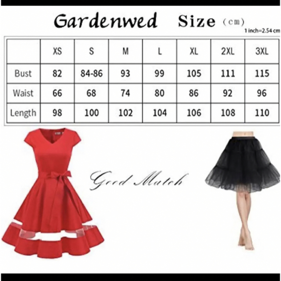 Gardenwed ヴィンテージ ロカビリー ドレス キャップスリーブ Vネック