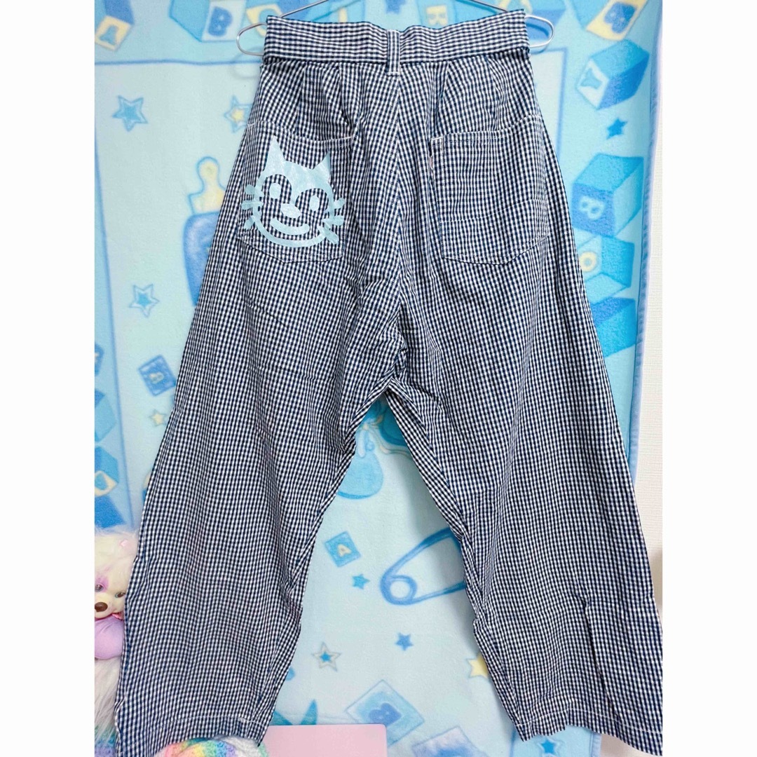 原宿購入♡チェック柄デニム♡ニャンちゃん♡ファンシー♡レトロ♡80s♡古着♡ レディースのパンツ(デニム/ジーンズ)の商品写真