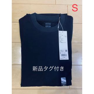 ユニクロ(UNIQLO)のヒートテックコットンクルーネックT（長袖）　Sサイズ　新品タグ付き　ブラック(Tシャツ/カットソー(七分/長袖))