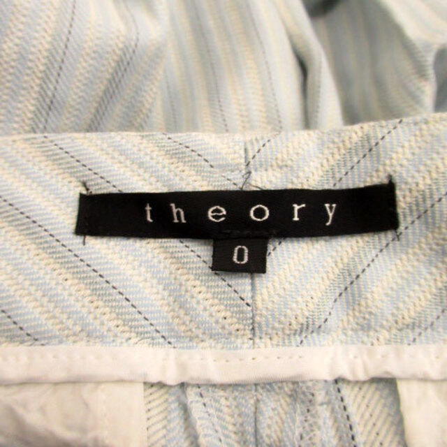 theory(セオリー)のセオリー スラックスパンツ ストレートパンツ ロング丈 ストライプ柄 0 水色 レディースのパンツ(その他)の商品写真