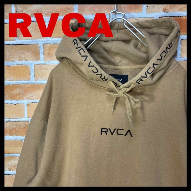 RVCA 刺繍センターロゴ フードロゴ パーカー フーディー ベージュ