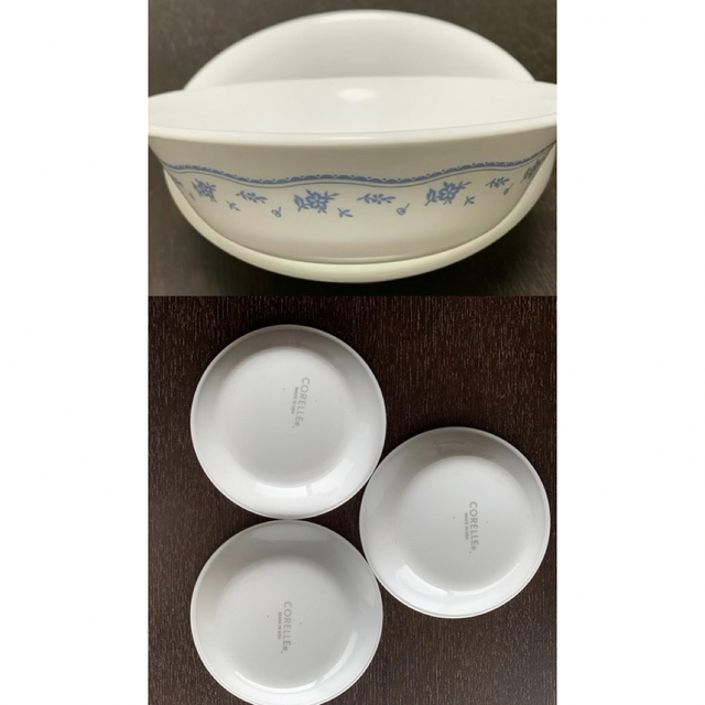 CORELLE(コレール)のコレール　サラダボウル(ドラマ使用商品♡)　２枚　小皿3枚　計5枚　週末セール インテリア/住まい/日用品のキッチン/食器(食器)の商品写真