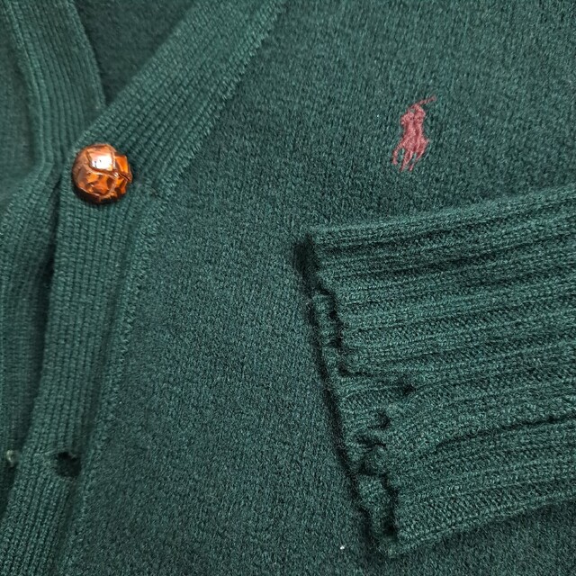 POLO RALPH LAUREN(ポロラルフローレン)の【希少カラー】ポロ ラルフローレン カーディガン クルミボタン グリーン LL メンズのトップス(カーディガン)の商品写真