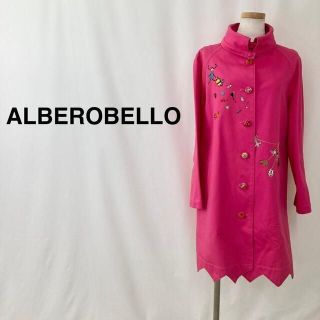 ALBEROBELLO アルベロべロ 刺繍ステンカラーコート ピンク レディース(その他)