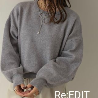 リエディ(Re:EDIT)の新品 Re:EDIT  ボリュームスリーブスウェットライクニットトップス(ニット/セーター)