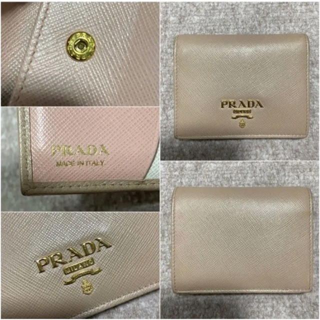 PRADA(プラダ)の《今週まで》美品 PRADA 折財布 マルチカラー サフィアーノレザー ピンク レディースのファッション小物(財布)の商品写真