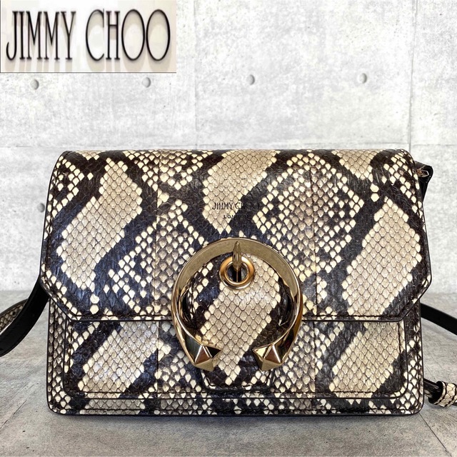 【美品】JIMMY CHOO MADELINE パイソン クロスボディバッグ