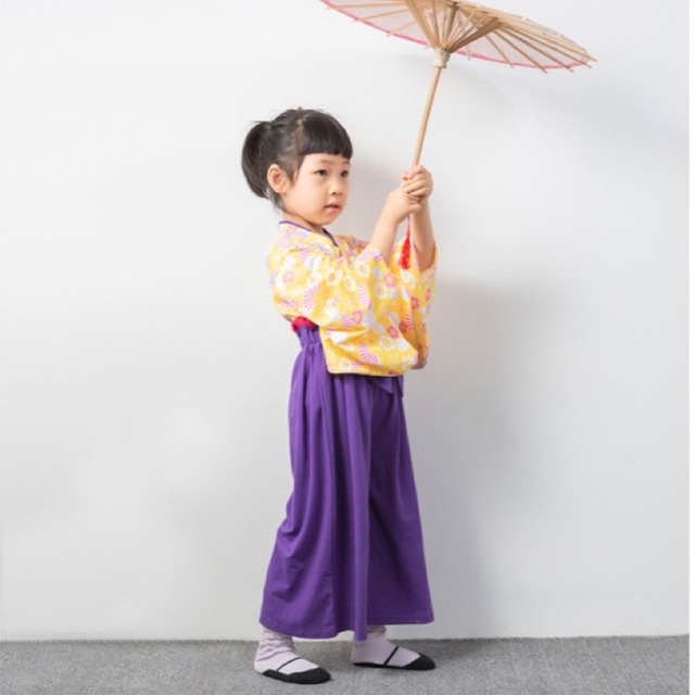 ♡袴 セットアップ♡ 紫色  着物 和装 フォーマル 女の子 90 キッズ/ベビー/マタニティのキッズ服女の子用(90cm~)(和服/着物)の商品写真