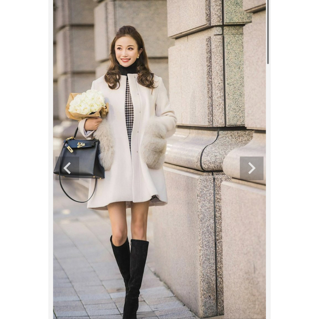 sheller Ladyラインポケットファーコート