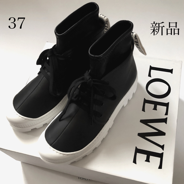 LOEWE - 新品/37 LOEWE ロエベ ブーツ コンバットブーツ ブラック × ホワイト