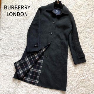 バーバリー(BURBERRY)のバーバリーロンドン カシミヤ混 ダブルフェイス ノバチェック ロングコート 38(ロングコート)