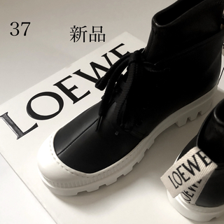 ロエベ(LOEWE)の新品/37 LOEWE ロエベ コンバットブーツ ブーツ ブラック × ホワイト(ブーツ)