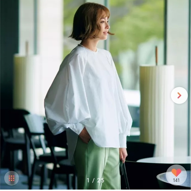 新品未使用◇アドーアADORE◇ウィンドーペンのスタンドカラーシャツ-