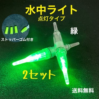 水中ライト 緑 点灯タイプ 2セット 集魚灯 太刀魚 集魚ライト ケミホタル(その他)