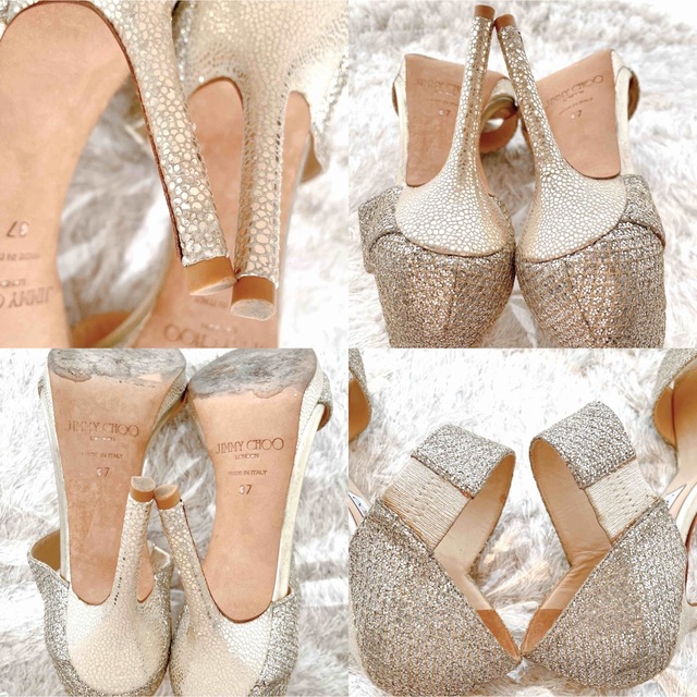 JIMMY CHOO(ジミーチュウ)のジミーチュウ  JIMMY CHOO ラメ　パンプス　ハイヒール　サンダル　美品 レディースの靴/シューズ(サンダル)の商品写真