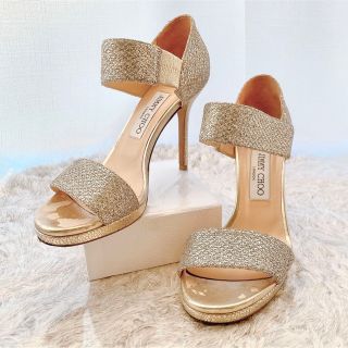 ジミーチュウ(JIMMY CHOO)のジミーチュウ  JIMMY CHOO ラメ　パンプス　ハイヒール　サンダル　美品(サンダル)