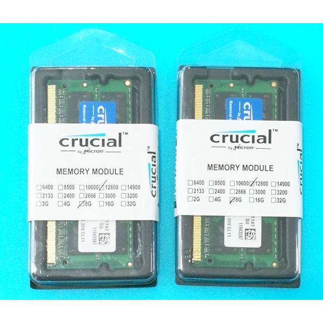 【動作確認済】crucial DDR3-1600 16GB kit（8GB×2）