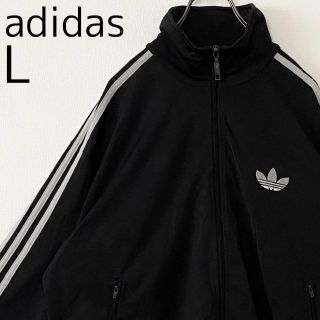 アディダス(adidas)のアディダス トラックジャケット ブラック 黒 ファイヤーバード アウター 古着(ジャージ)