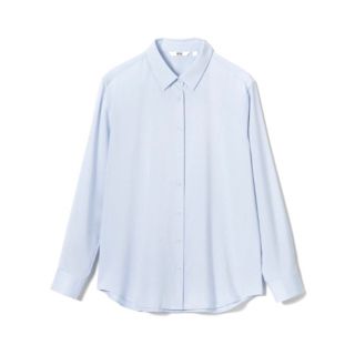 ユニクロ(UNIQLO)の☆UNIQLO レーヨン長袖シャツ Mサイズ(水色)(シャツ/ブラウス(長袖/七分))