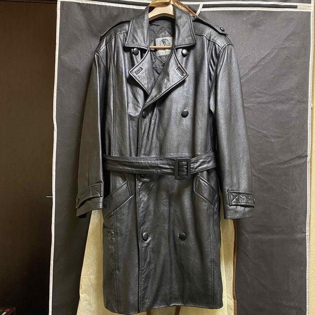 leather レザー トレンチコート キルト ブラック 黒 羊 ロングコート