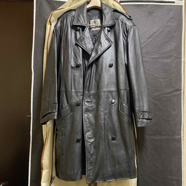 leather レザー トレンチコート キルト ブラック 黒 羊 ロングコート