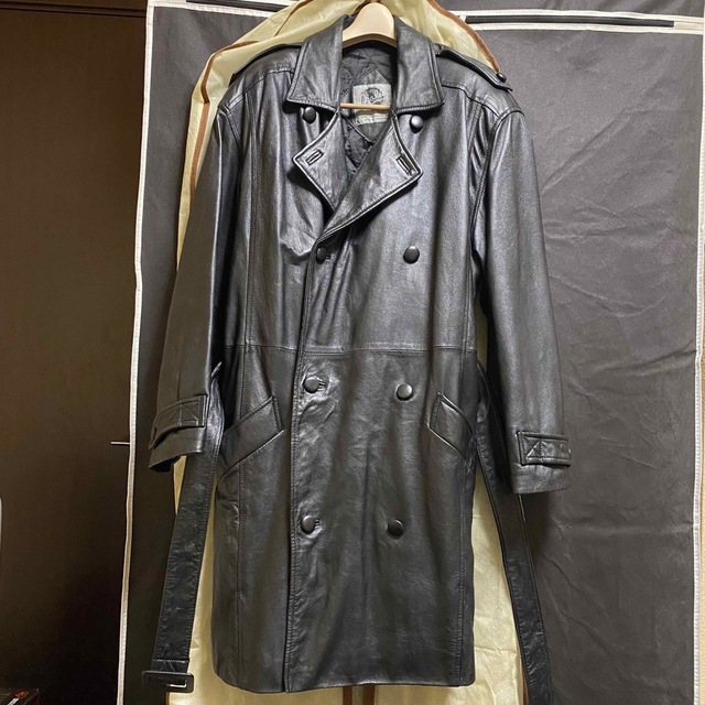 leather レザー トレンチコート キルト ブラック 黒 羊 ロングコート