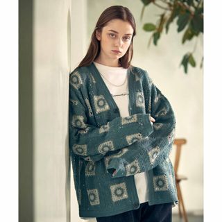 ジュンレッド(JUNRED)の【グリーン（30）】【 UNISEX 】クロシェルーズカーディガン(カーディガン)