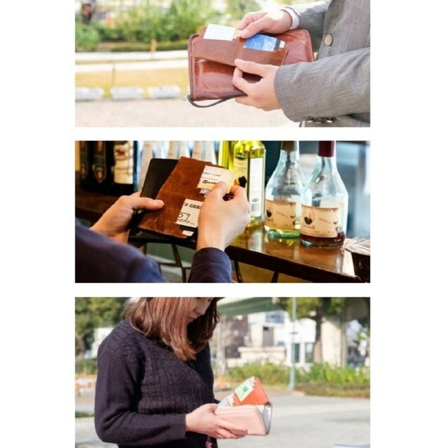 極薄 革製 カードホルダー PLUCA カーキ 12枚収納可能 天然皮革 メンズのファッション小物(長財布)の商品写真