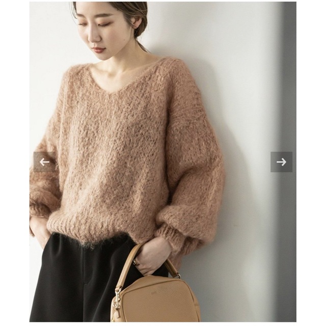 Noble(ノーブル)のAMERICAN DREAMS KNIT PULLOVER ベージュ レディースのトップス(ニット/セーター)の商品写真