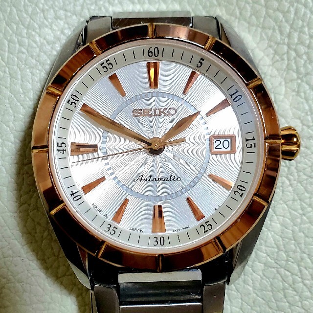 良品 SEIKO セイコー プレザージュ デイト シルバー コンビ AT メンズ