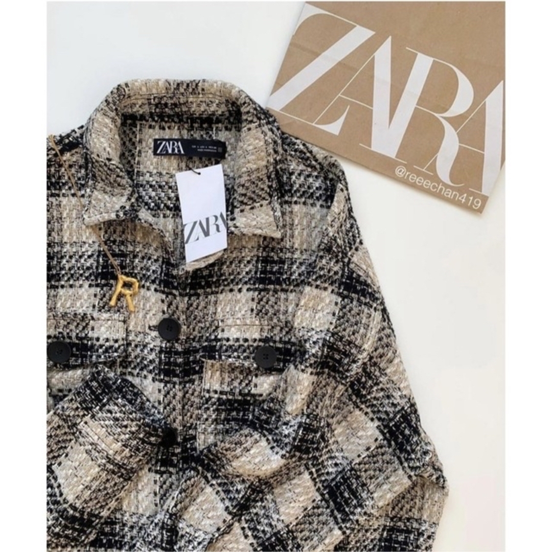 ZARA テクスチャー入りチェック柄シャツジャケット アウター