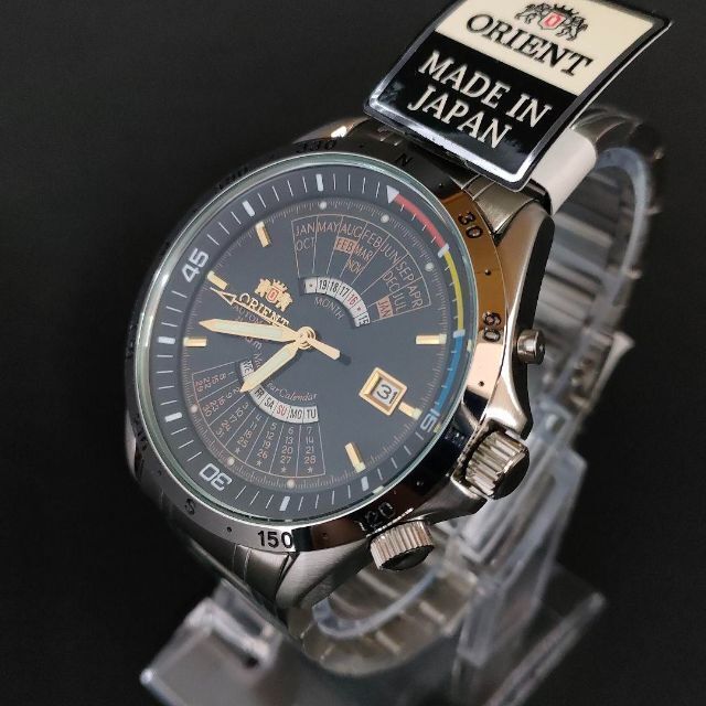 極美品【稼働品】ORIENT オリエント UY07 ネイビー シルバー メンズ