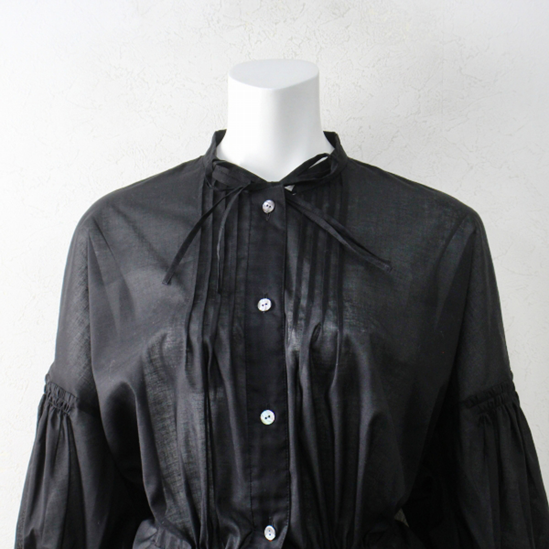 美品 2022AW今季 ENFOLD エンフォルド 300FA230-1170 COローン China BLOUSE ブラウス 38/ブラック 黒  シャツ-.【2400013130493】