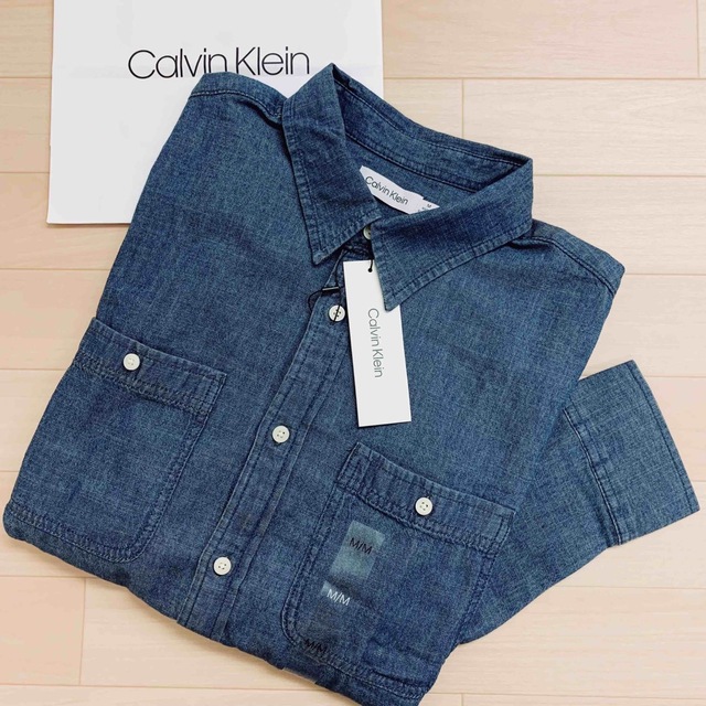 ★Calvin Klein【M】大人気のメンズカジュアルデニムシャツ