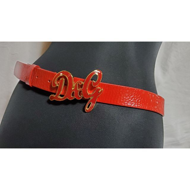 正規 レア ドルチェ&ガッバーナ D&G ロゴバックルベルト赤 85 クラシック-