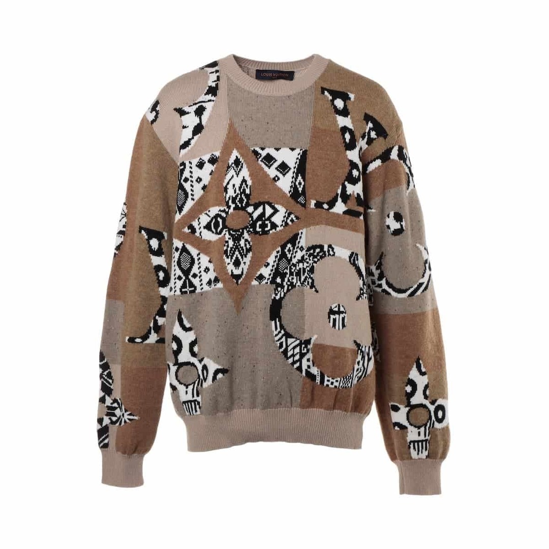 LOUIS VUITTON - ヴィトン  レーヨン×ナイロン×ウール XXL ブラウン メンズ ニット