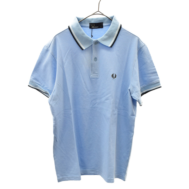 FRED PERRY(フレッドペリー)のFRED PERRY フレッドペリー 衿ラインコットン鹿の子ポロシャツ M7208 ジャージー半袖シャツ ライトブルー メンズのトップス(ポロシャツ)の商品写真