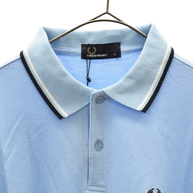 FRED PERRY(フレッドペリー)のFRED PERRY フレッドペリー 衿ラインコットン鹿の子ポロシャツ M7208 ジャージー半袖シャツ ライトブルー メンズのトップス(ポロシャツ)の商品写真