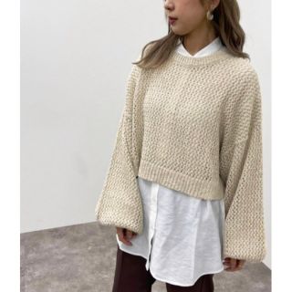 zozotown限定☆メッシュ編みニット ライトベージュ XL(ニット/セーター)