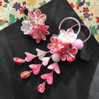 ピンク　髪飾りセット　ひな祭り　卒業式　卒園式　初節句　お祝い　プレゼント　和装(ヘアアクセサリー)