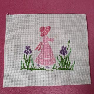 ハンドメイド クロスステッチ 女の子 刺繍 花 完成品の通販 by いぬぬ