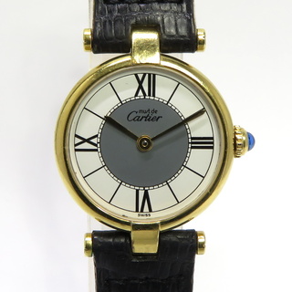 カルティエ(Cartier)のCARTIER マスト ヴェルメイユ クオーツ レザー シルバー925 ホワイト(腕時計)