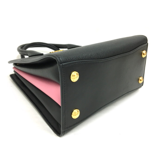 PRADA - PRADA 2WAY ハンドバッグ サフィアーノ レザー ブラック PRADA - PRADA 2WAY ハンドバッグ サフィアーノ レザー ブラック