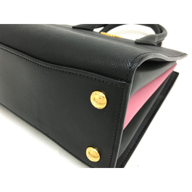 PRADA - PRADA 2WAY ハンドバッグ サフィアーノ レザー ブラック PRADA - PRADA 2WAY ハンドバッグ サフィアーノ レザー ブラック