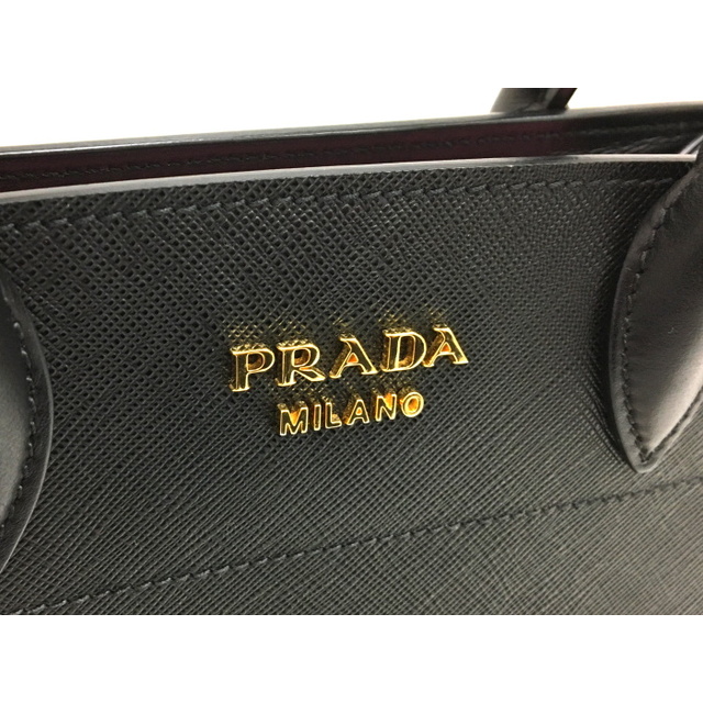 PRADA - PRADA 2WAY ハンドバッグ サフィアーノ レザー ブラック PRADA - PRADA 2WAY ハンドバッグ サフィアーノ レザー ブラック