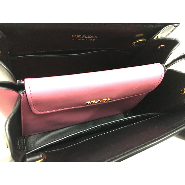 PRADA - PRADA 2WAY ハンドバッグ サフィアーノ レザー ブラック PRADA - PRADA 2WAY ハンドバッグ サフィアーノ レザー ブラック