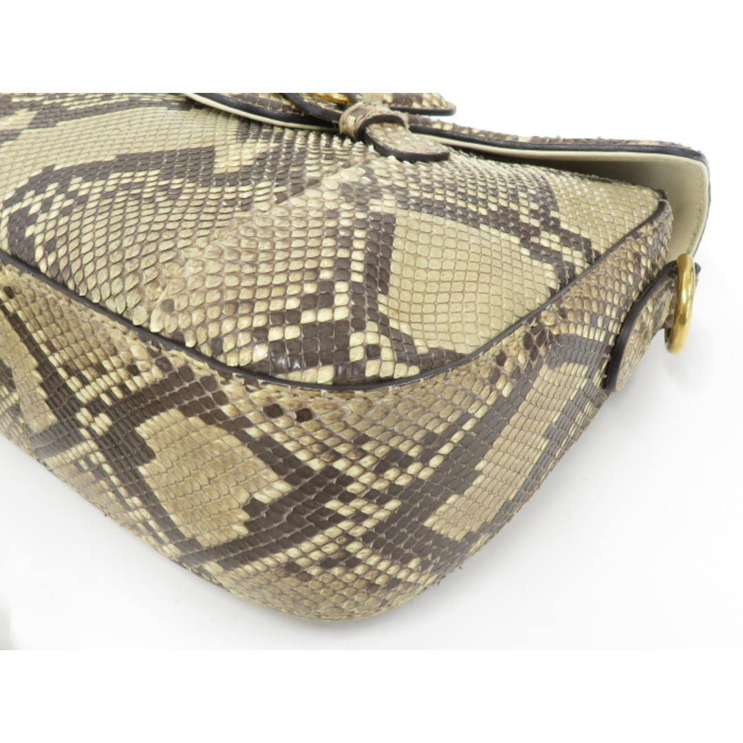 GUCCI レディ ウェブ ショルダーバッグ ホースビット パイソン ベージュ