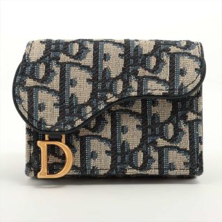 ディオール(Dior)のディオール オブリーク キャンバス×レザー  ネイビー ユニセックス コン(財布)