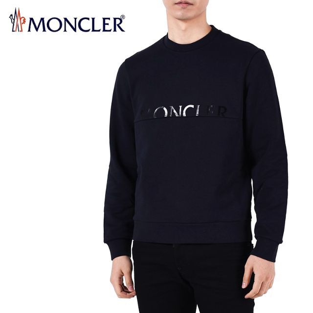 MONCLER - 50 MONCLER ネイビー プルオーバー ロゴ スウェット size M
